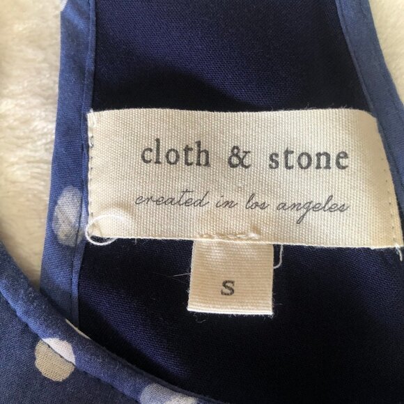 CLOTH & Stone Blue & White Polka Dot Summer Halter Dress Size Small - Picture 5 of 10